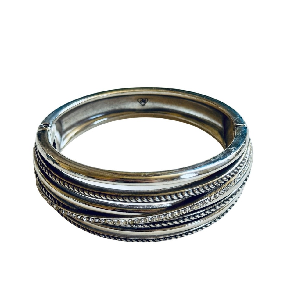 Brighton Neptunes Rings Bangle Bracelet Swarovski Crystal Silver Plated Wide - Picture 4 of 7